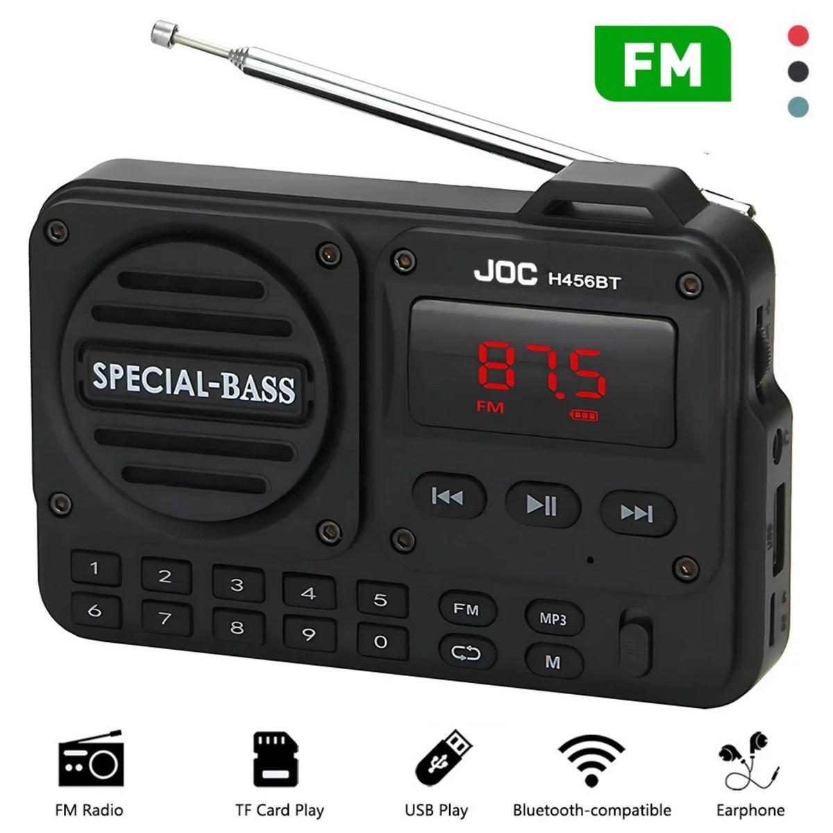 RADIO EMERGENCY 13/4/9 cm - Schwarz, Kunststoff (13/4/9cm) - Authentics