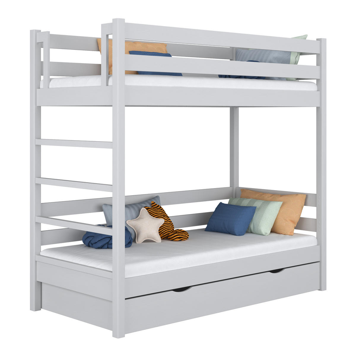 ETAGENBETT N03 mit Schublade Grau 80/200 - Grau, Naturmaterialien/Holz (80/200cm) - N-Wood