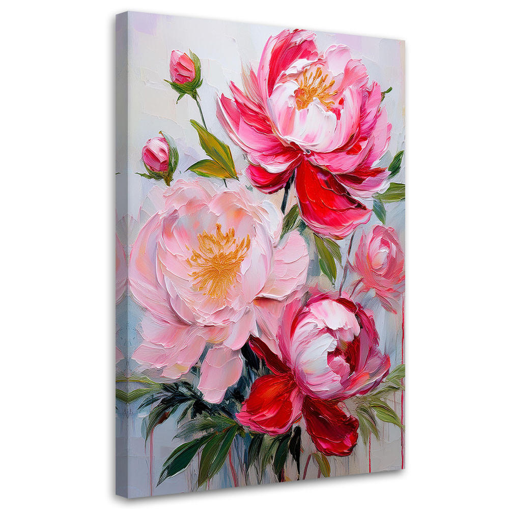 WANDBILD pfingstrosen rosa blumen natur - Pink, Textil (60/90cm) - Feeby