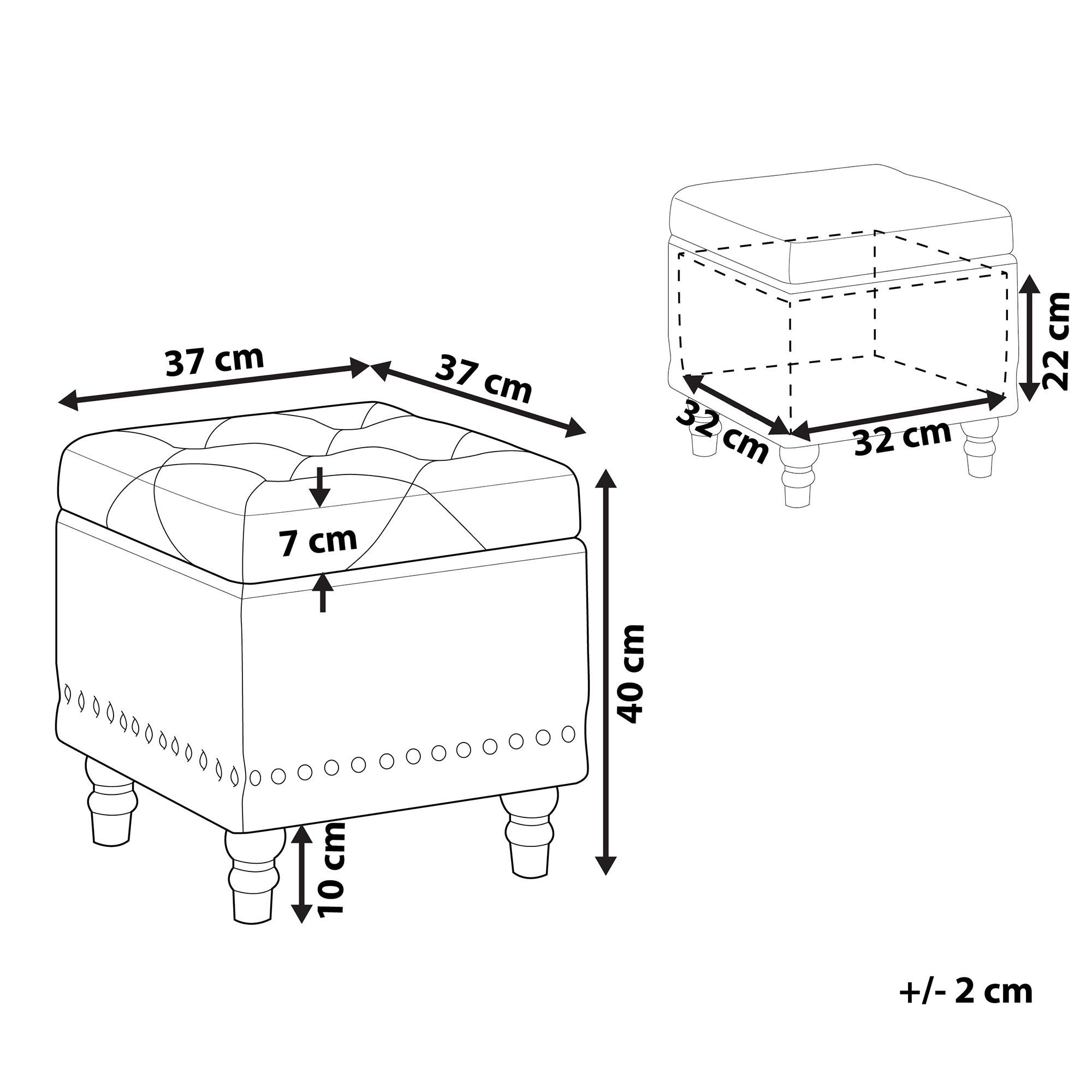 Thumbnail - Beliani Hocker, Blau, Textil, 1-Sitzer, Quadratisch, 37x40x37 cm, Wohnzimmer, Hocker, Sitzhocker