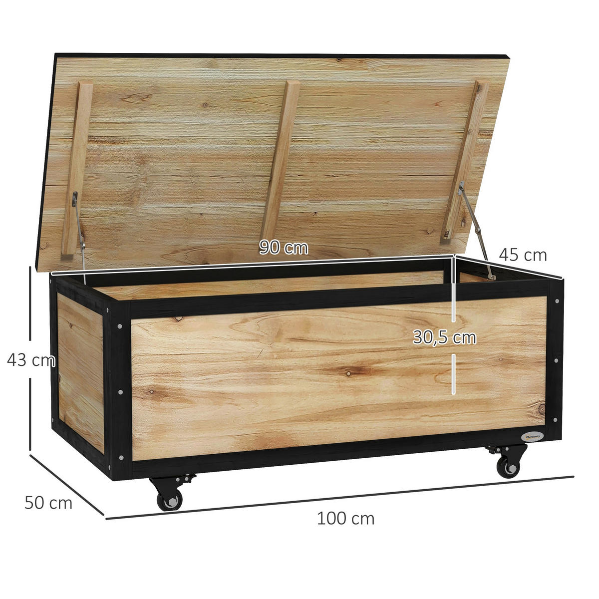 GARTENBOX, Tannenholz, Naturholz - Naturfarben, Holz (50/43/100cm) - Outsunny
