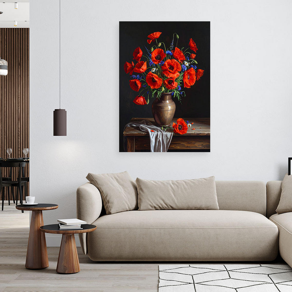 LEINWANDBILD Blumen 80x120cm - Rot, Textil (80/120cm) - Feeby