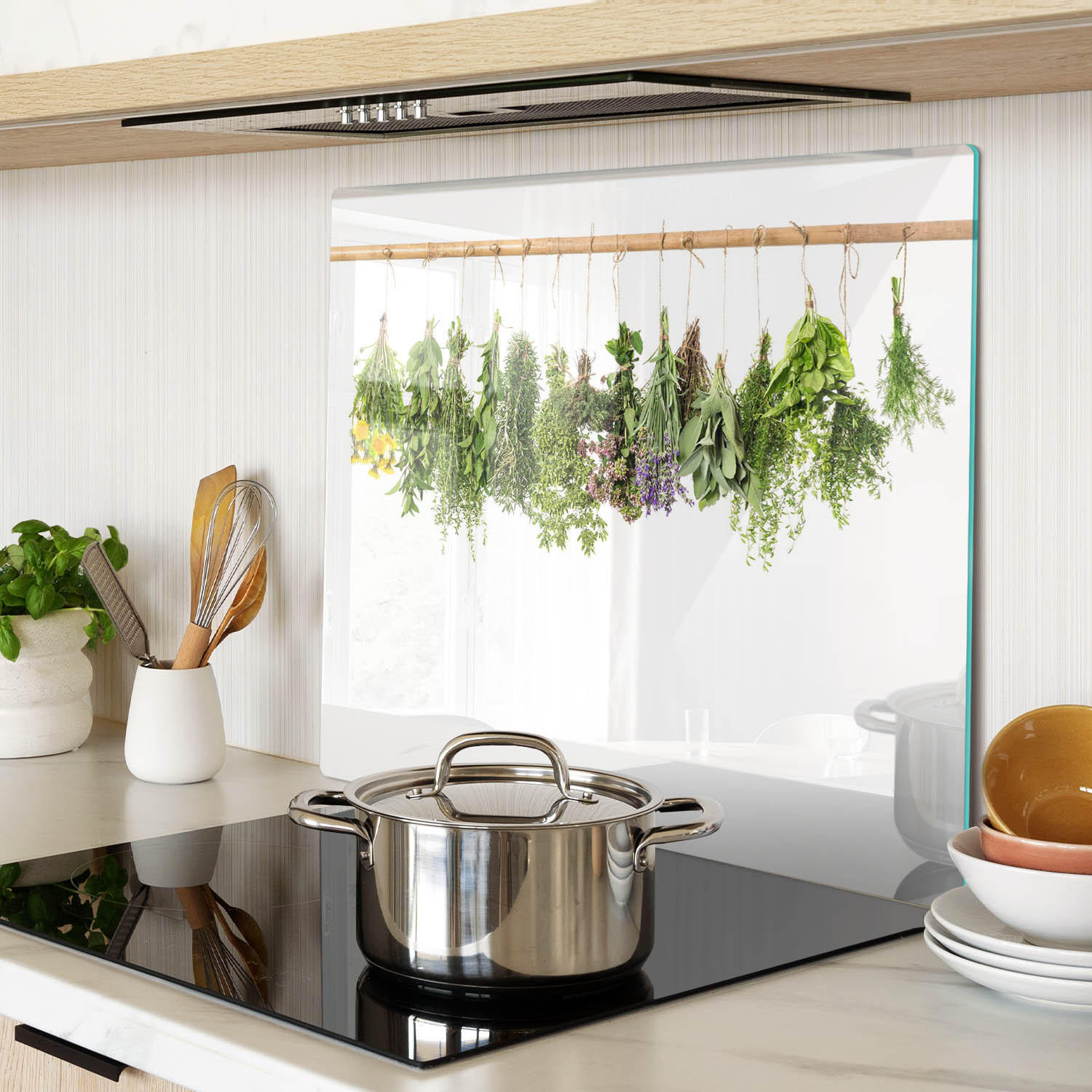 GLASPLATTE 60x52 cm Kräuterschnur - Grün, Glas (60/0.4/52cm) - TULUP