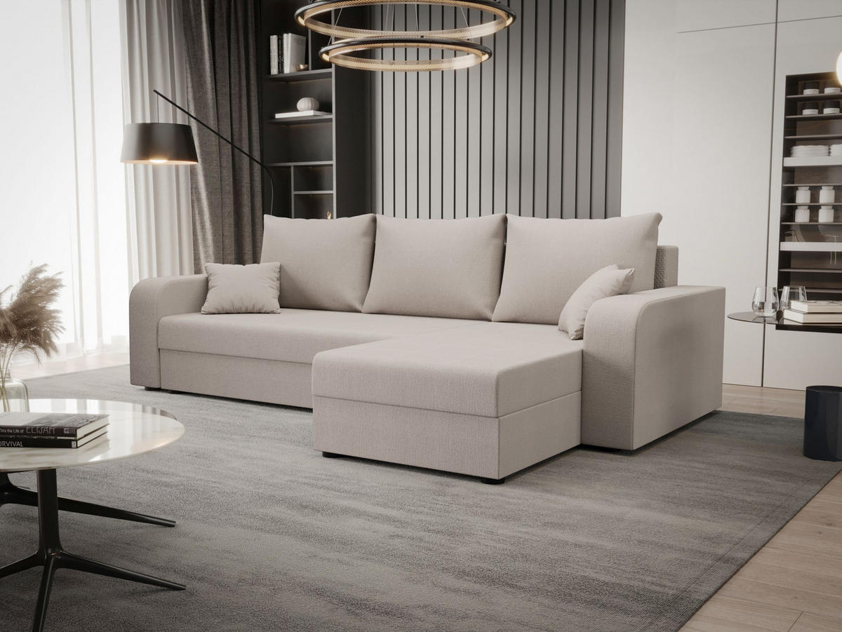 ECKSOFA HEWLET L BIS Cosmic 10 Rechts mit Schlaffunktion - Beige, Textil (240/140cm) - Bedante