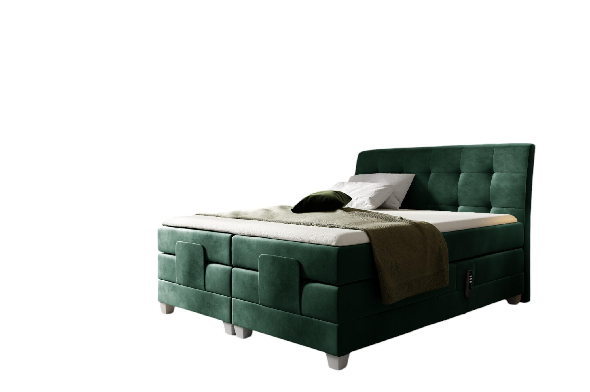 BOXSPRINGBETT Elektrisch Franco - Grün, Holzwerkstoff/Textil (120/200cm) - Fun Möbel