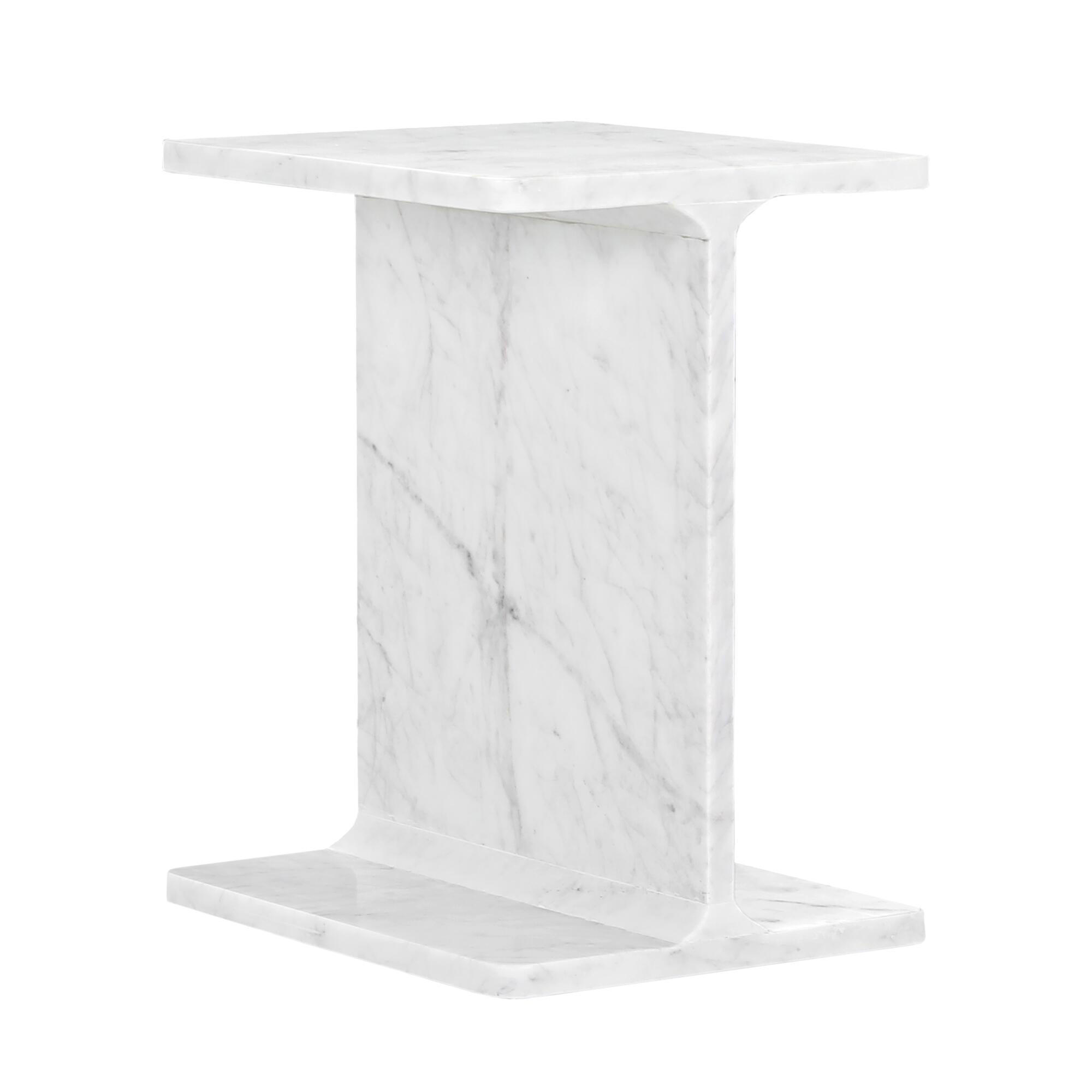 BEISTELLTISCH AVOLA Weiß 31x38x46 cm - Weiß, Stein (38/31/46cm) - FURNLUX
