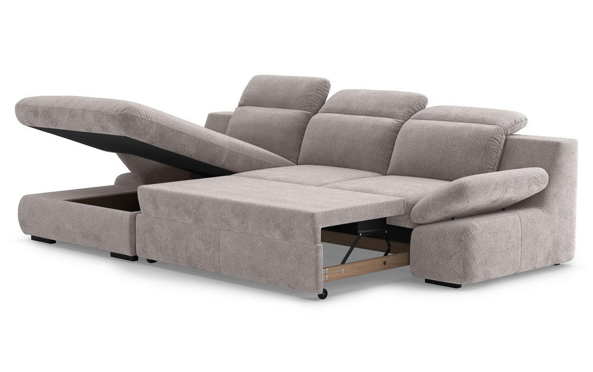 ECKSOFA mit Schlaffunktion und Bettkasten - Taupe, Kunststoff/Textil (276/168cm) - Cotta