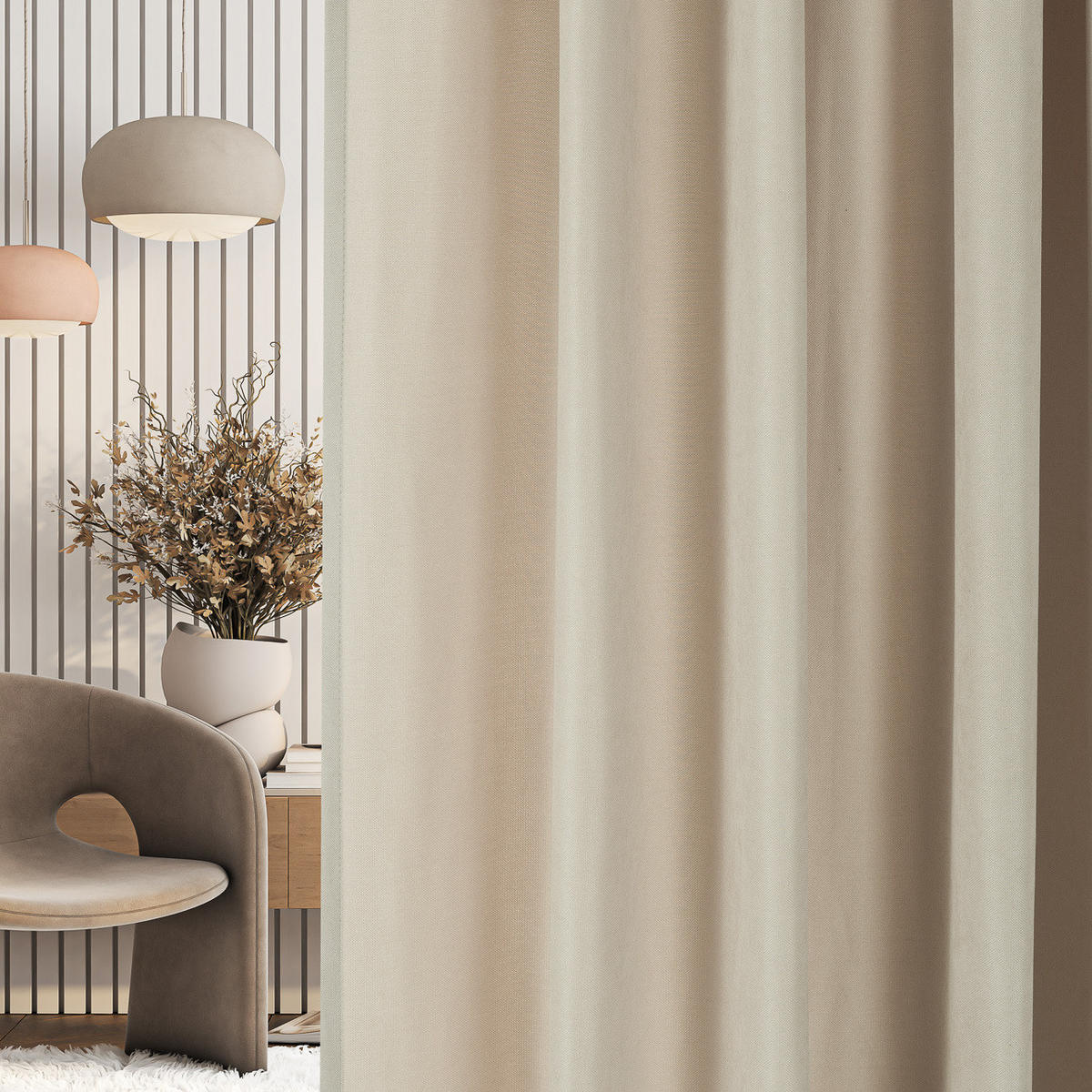 FERTIGVORHANG mit Schlaufenband beige 140 x 280 cm - Beige, Textil (140/280/1cm) - Dekoria