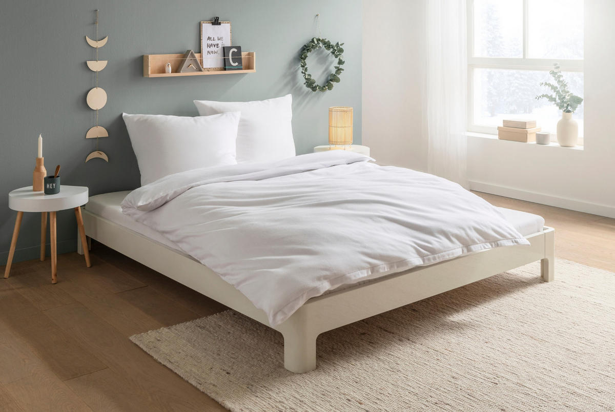 BETTWÄSCHE Biber 135x200 Weiß Uni Flanell Winter Bettbezug - Made in Germany - Weiß, Textil (135/200cm) - Carpe Sonno