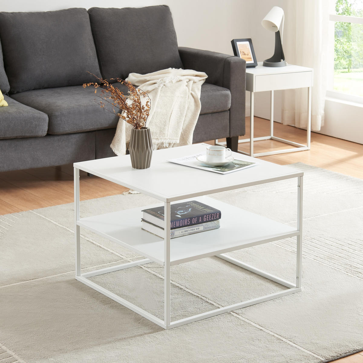COUCHTISCH Solund 60/60/45 cm - Weiß, Metall (60/60/45cm) - [en.casa]