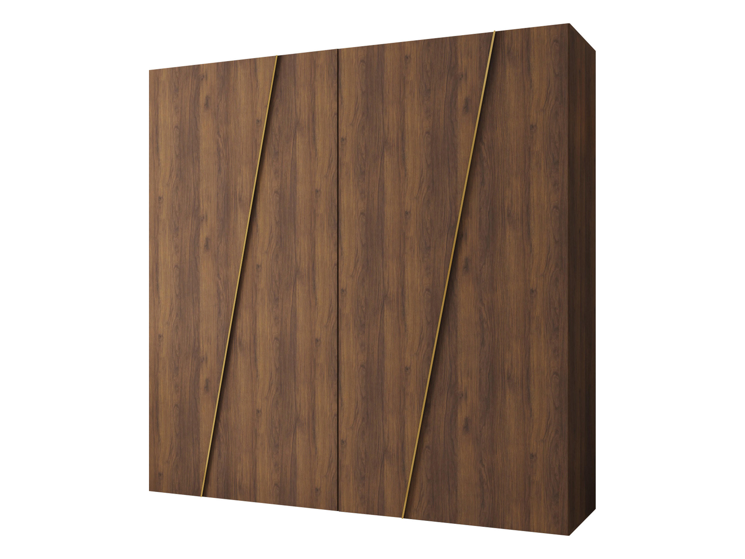 DREHTÜRENSCHRANK Zen 200 cm - Goldfarben/Nussbaumfarben, Holzwerkstoff/Kunststoff (200/202/50cm) - MIRJAN24