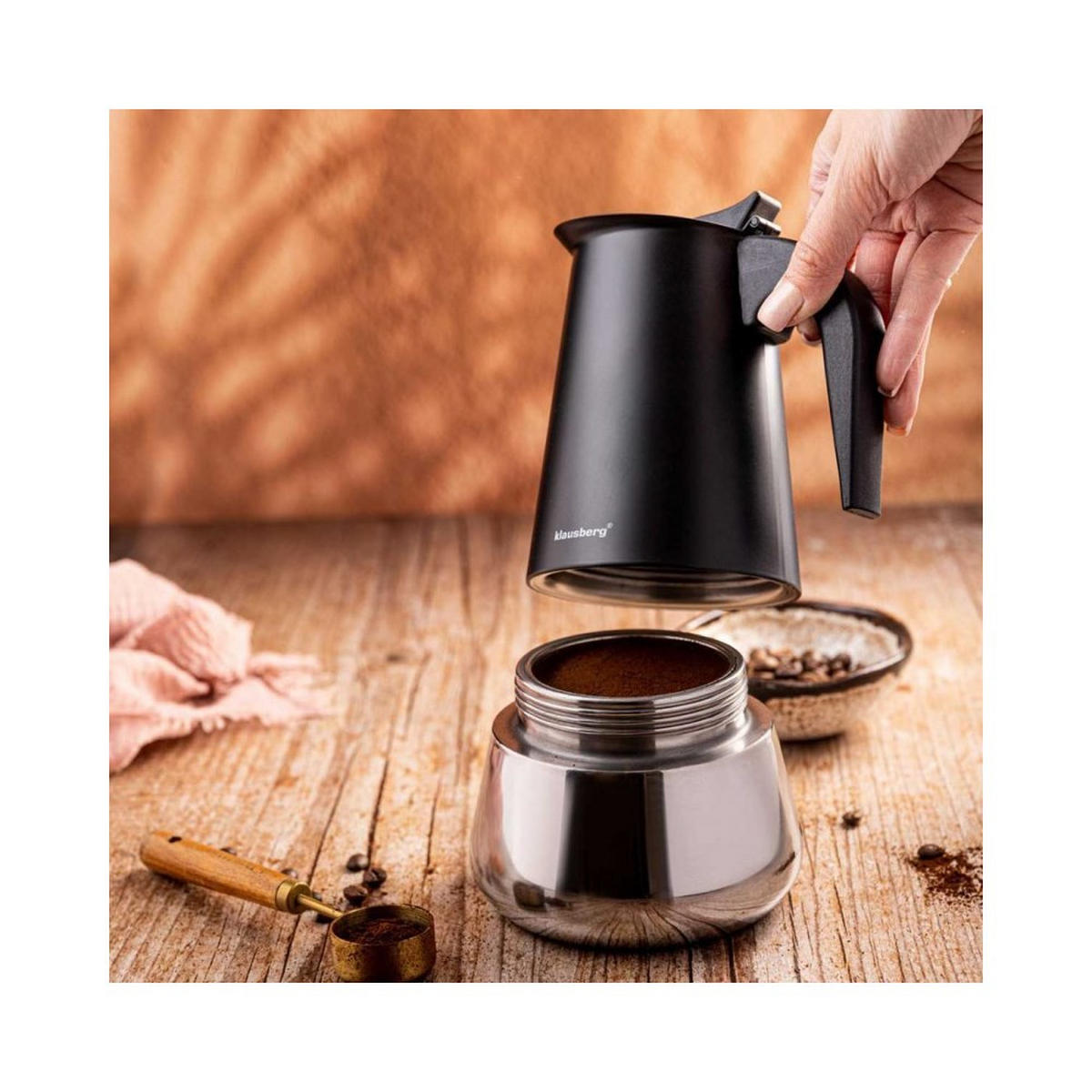 ESPRESSOKOCHER Schwarz 13,9/16,3/26,4 cm KB7847 - Schwarz, Metall (16.3/26.4/13.9cm) - Klausberg 