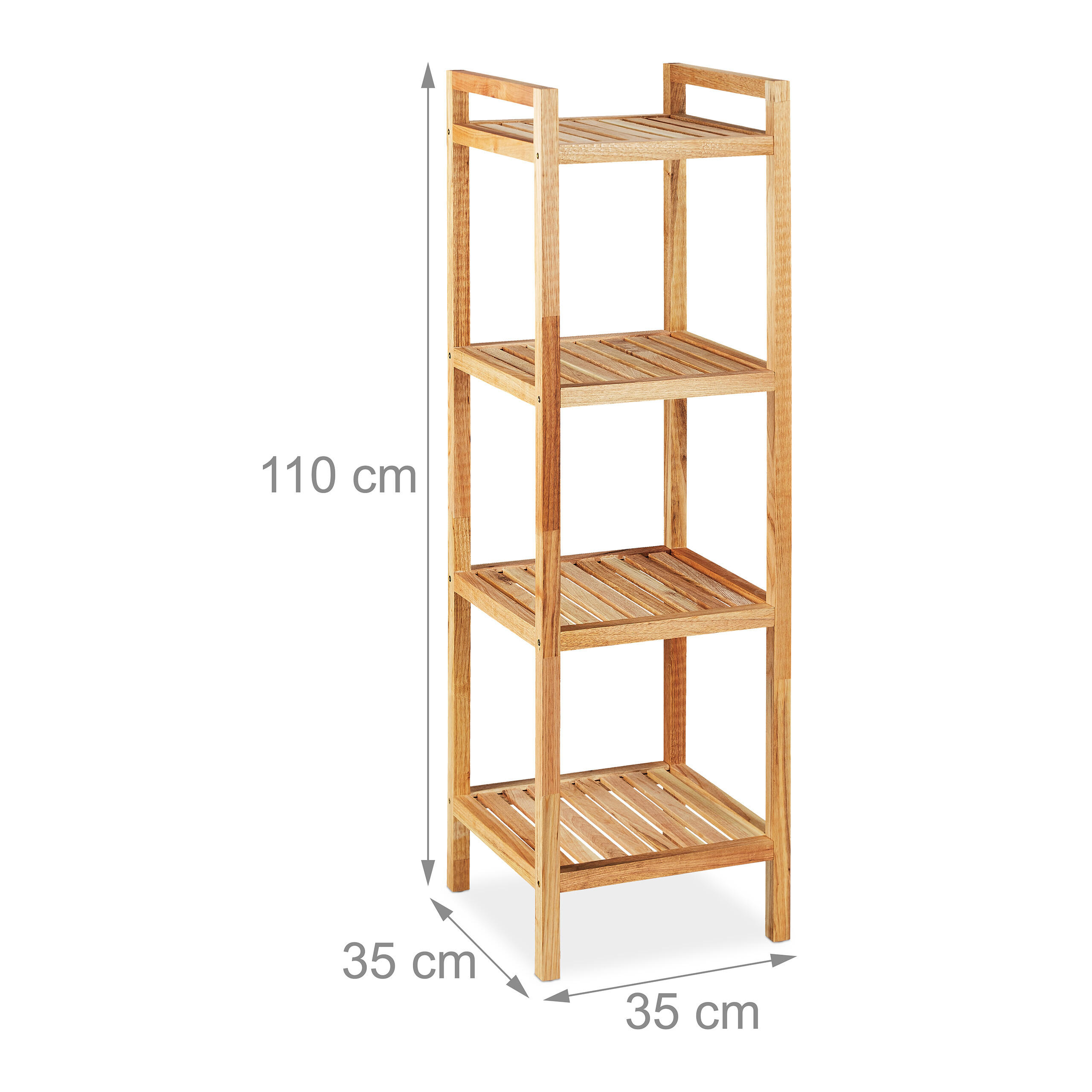 Thumbnail - Relaxdays Badregal, Hellbraun, Holz, 35x110x35 cm, Badezimmer, Badezimmerregale, Badregale