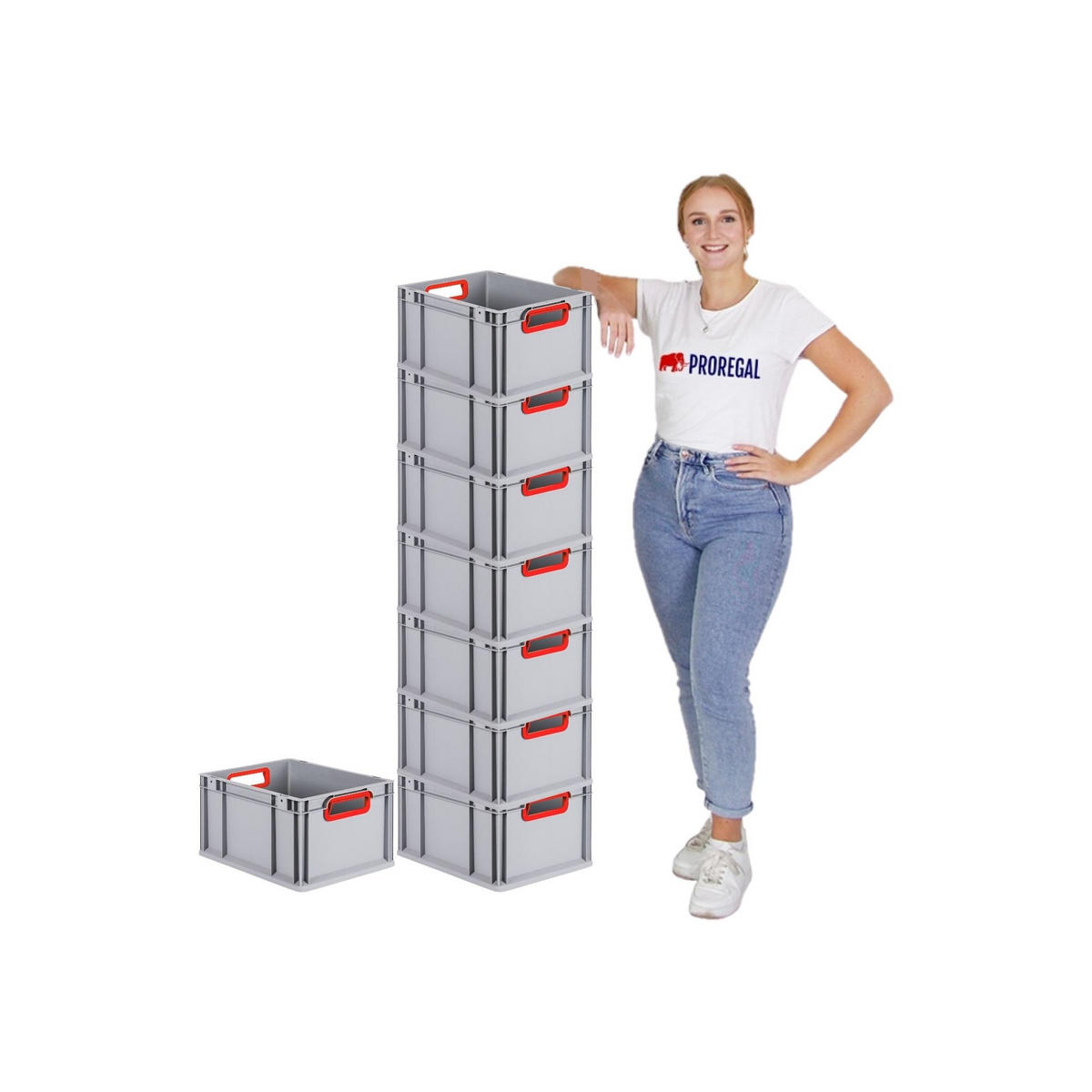 EUROBOX 8x Nextgen Color Mit Auflagedeckel 22x30x40cm Griffe Rot Offen - Rot, Kunststoff (30/22/40cm) - PROREGAL