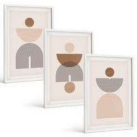 BILDER SET 3er Set - 40x60 cm Weißer Rahmen - Abstrakte braune Formen - Weiß, Kunststoff (40/60cm) - TULUP