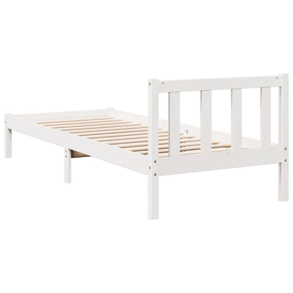 MASSIVHOLZBETT Extra Lang Ohne Matratze Weiss 100/220 Kieferholz - Weiß, Holz (100/220cm) - vidaXL
