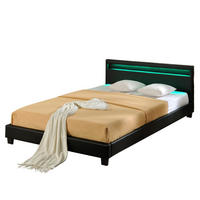 POLSTERBETT Paris mit LED-Beleuchtung - Schwarz, Textil (180/200cm) - Corium