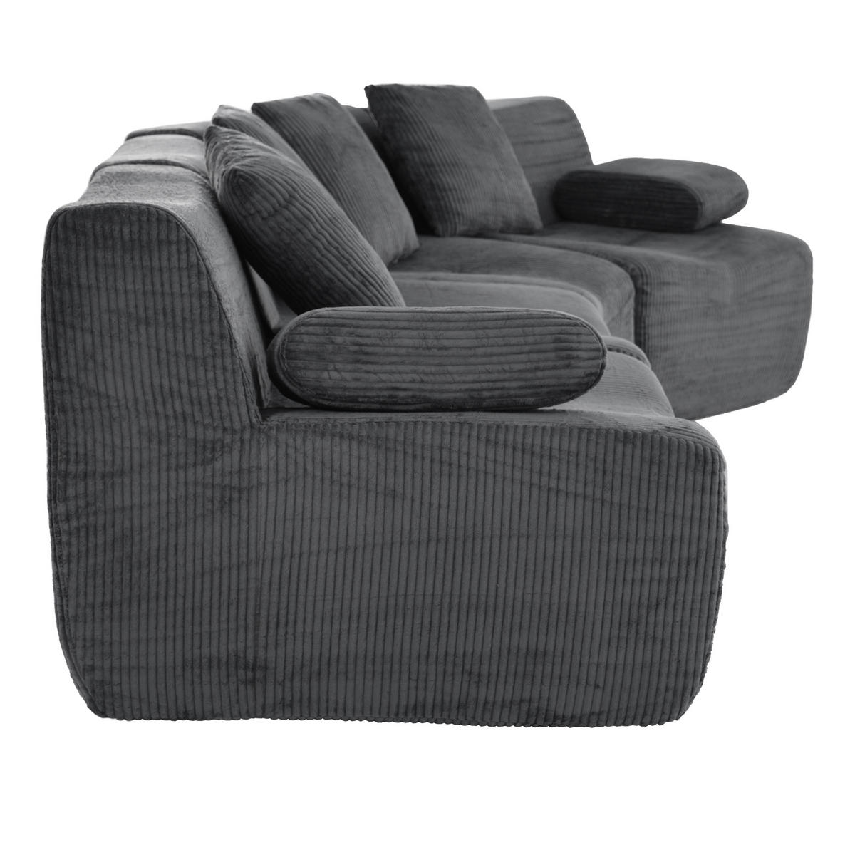4-SITZER-SOFA modular Cord Kompression, DE-42936, Dunkelgrau - Dunkelgrau, Textil (311/65/90cm) - ComfortXL