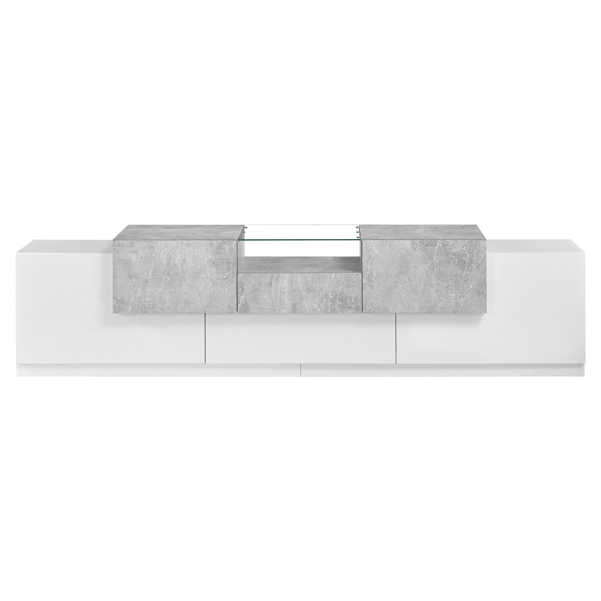 TV-SCHRANK 200/38.5/48.5 cm Weiß mit 7 Türen und 1 Schublade - Weiß, Holzwerkstoff (200/48.5/38.5cm) - Oxeza