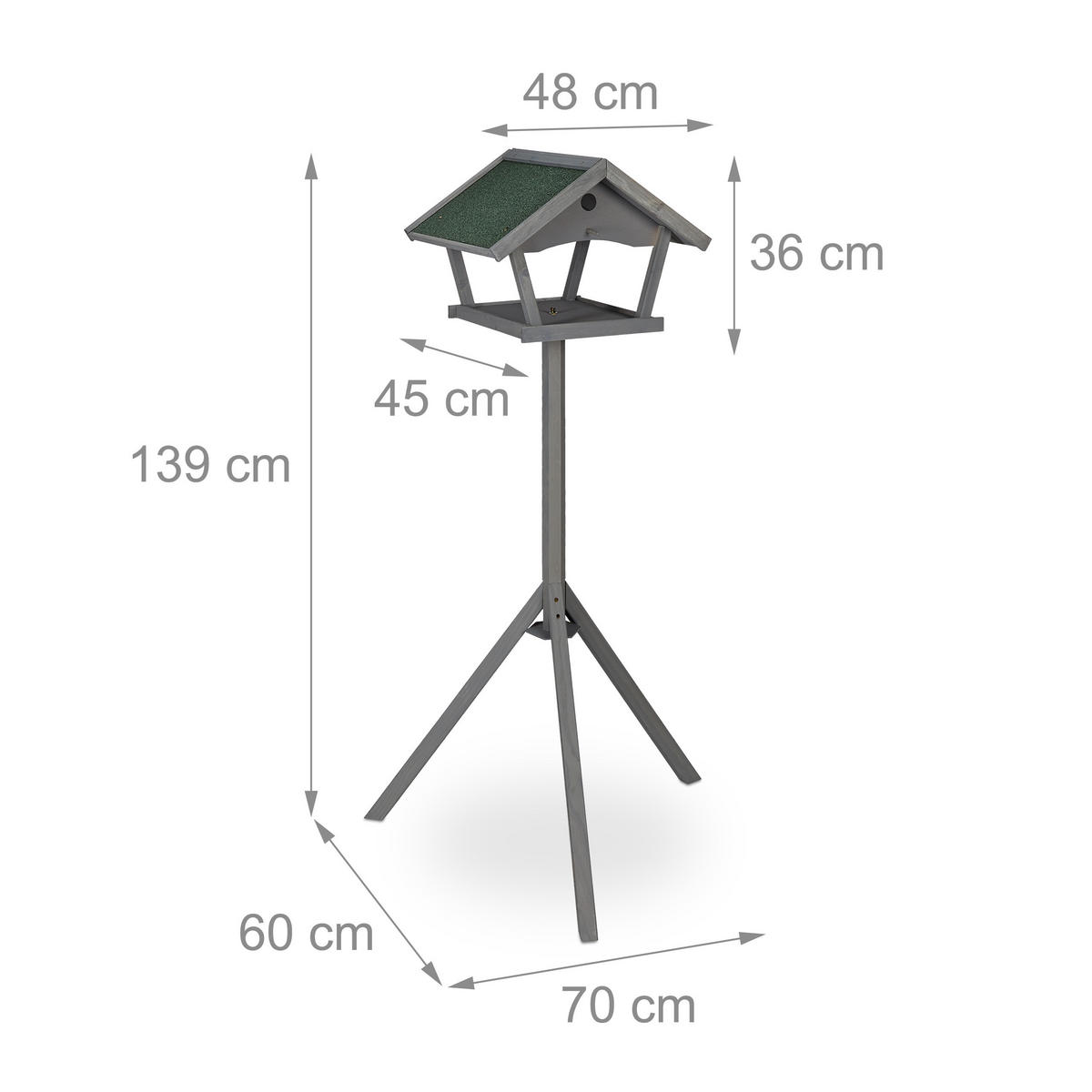 VOGELFUTTERHAUS - Grau, Holz (70/139/60cm) - Relaxdays