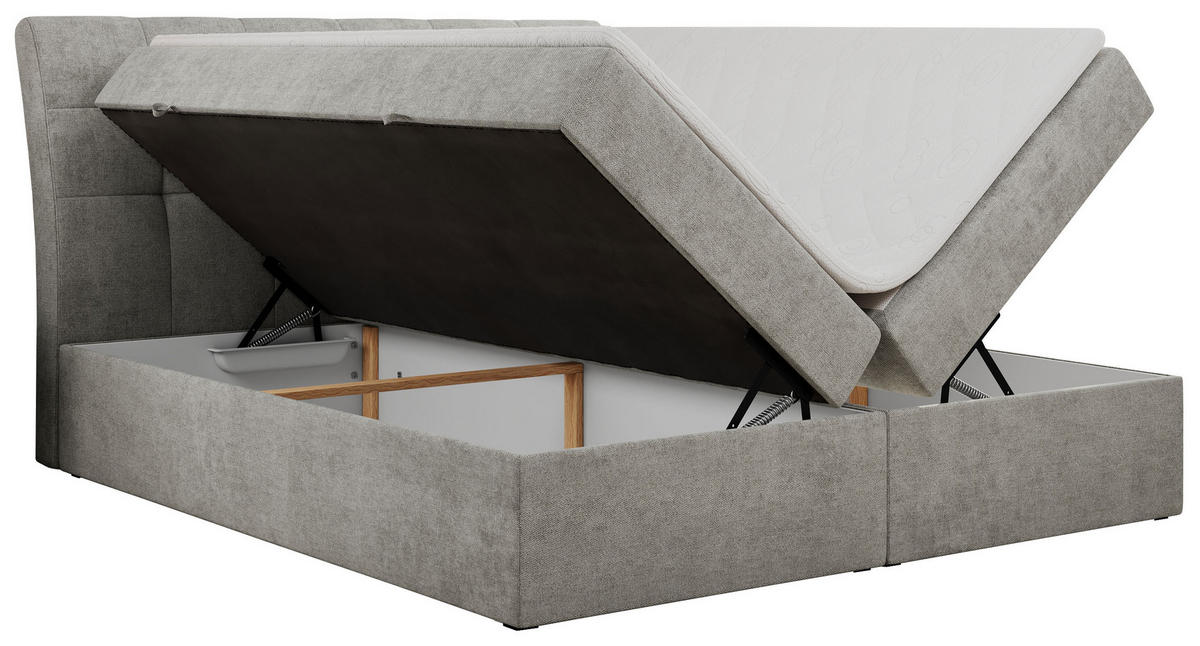 BOXBETT DIEGOS 200/200 Hellgrau Struktur - H3 - Hellgrau, Holz/Textil (200/200cm) - MKS