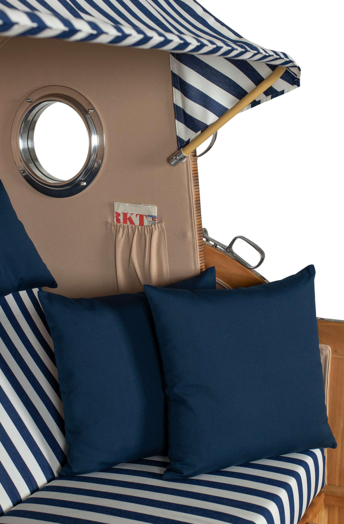 STRANDKORB XXL Düne Grande Teak Banana - Blau/Braun, Metall (142/170/95cm) - Mr. Deko