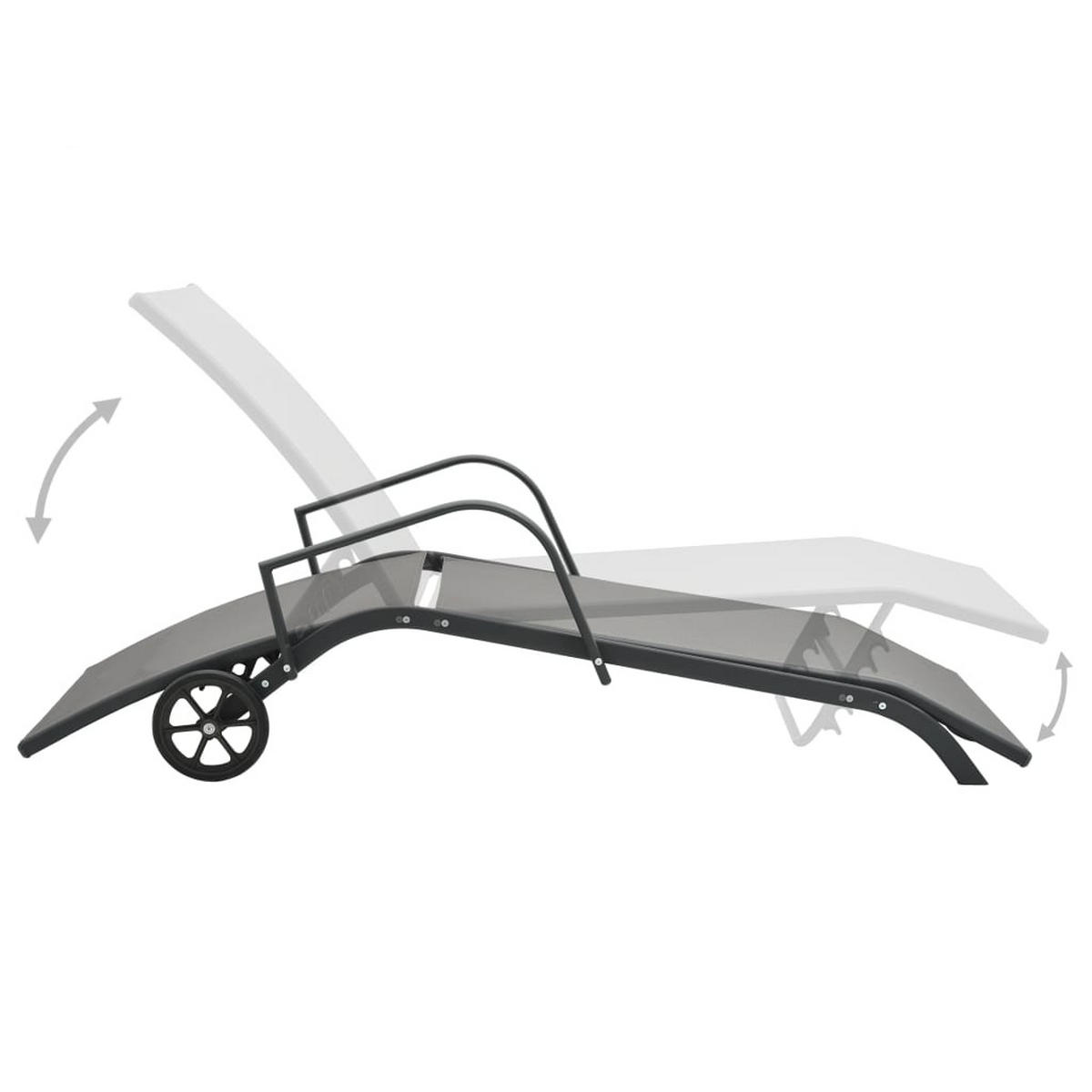 SONNENLIEGE Stahl und Textilene - Grau, Metall (58/32/200cm) - furnicato