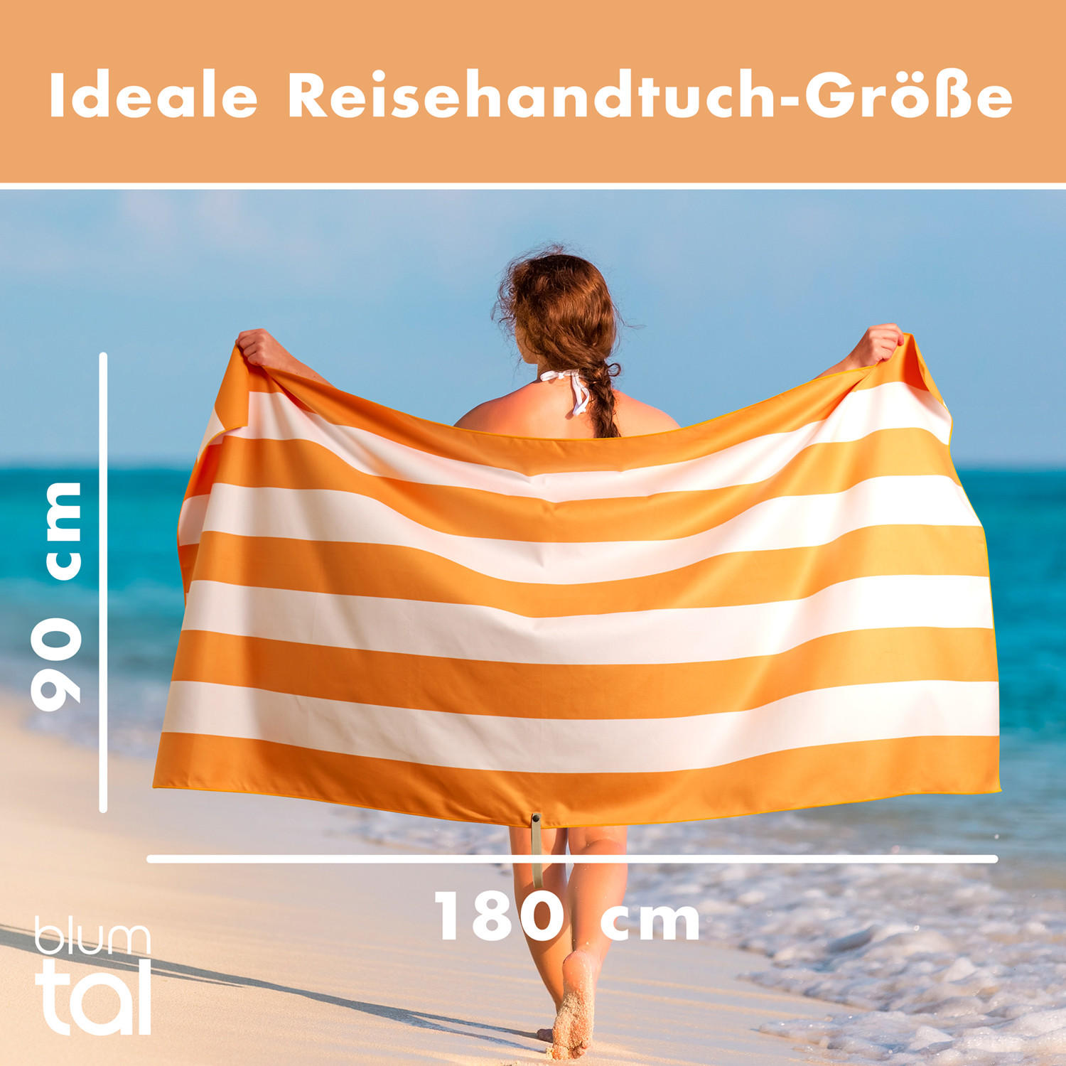 STRANDTUCH Thor 90/180 cm, Gelbe Streifen - Gelb/Weiß, Textil (90/180cm) - Blumtal