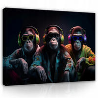 LEINWANDBILDER Affe Abstrakt 120x80 - Multicolor, Holzwerkstoff (120/80cm) - Wallarena