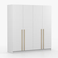 DREHTÜRENSCHRANK SEVILLA 4D Weiß/Weiß, 4-türig, Holzgriffe - Eukalyptusholzfarben/Weiß, Holz/Holzwerkstoff (200/210/57cm) - imoebel24