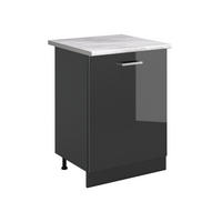 SPODNÍ SKŘÍŇKA KUCHYŇSKÉ LINKY R-Line, Antracitový vysoký lesk/Antracit, 60 cm s 1 dveřmi pracovná doska Mramor - antracitová, kompozitní dřevo (60/81.6/60cm) - Vicco