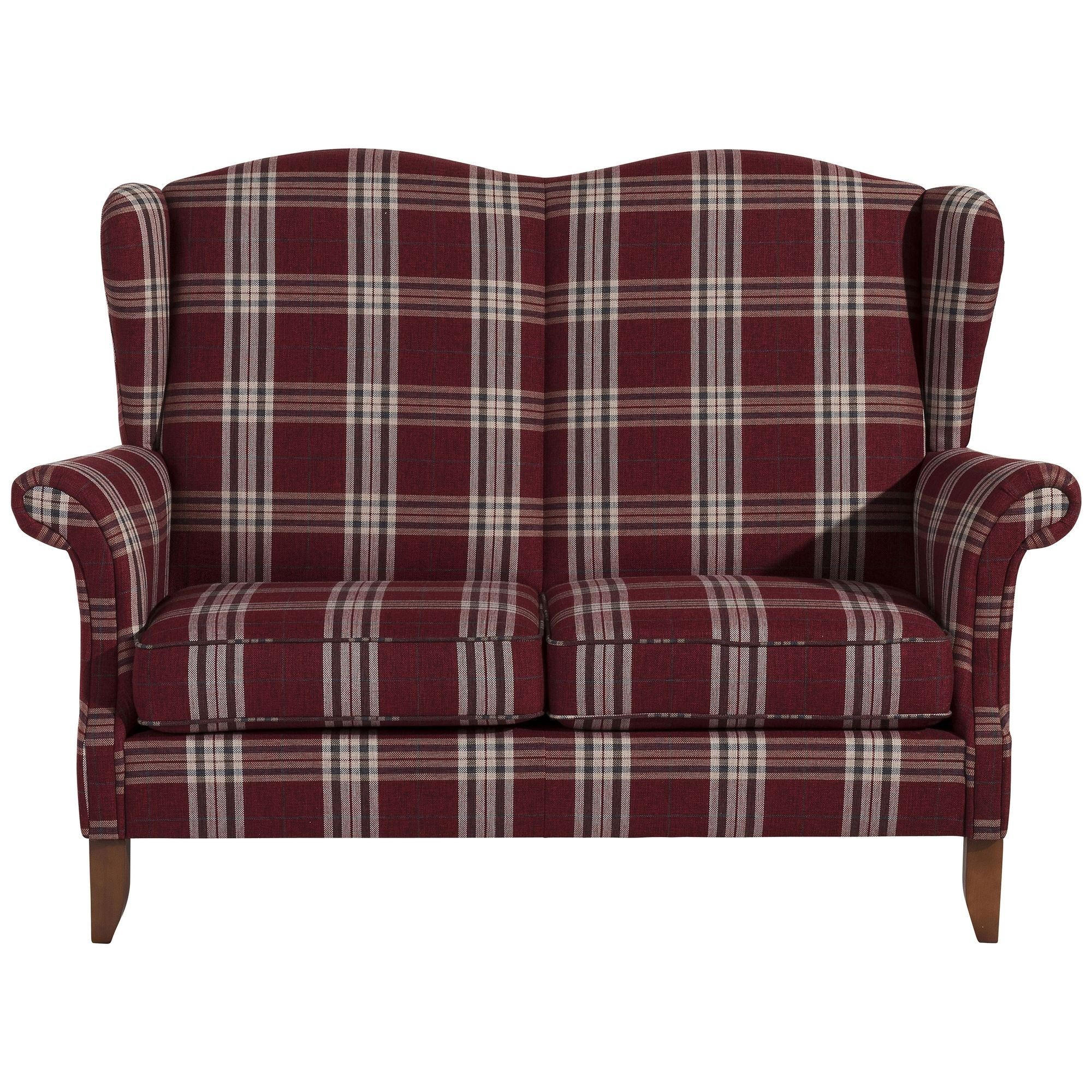 SOFA 2-Sitzer Katria Bezug Flachgewebe Buche nussbaum / rot - Rot, Kunststoff (156/108/86cm) - 58aufmkessel