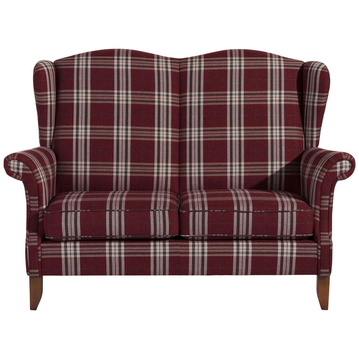 SOFA 2-Sitzer Katria Bezug Flachgewebe Buche nussbaum / rot - Rot, Kunststoff (156/108/86cm) - 58aufmkessel