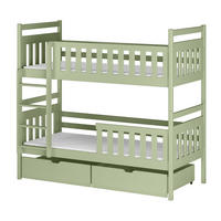 ETAGENBETT 90x200 cm mit zwei Schubladen & zwei Matratzen in Olivgrün - Olivgrün, Holzwerkstoff (90/200cm) - Kids Collective