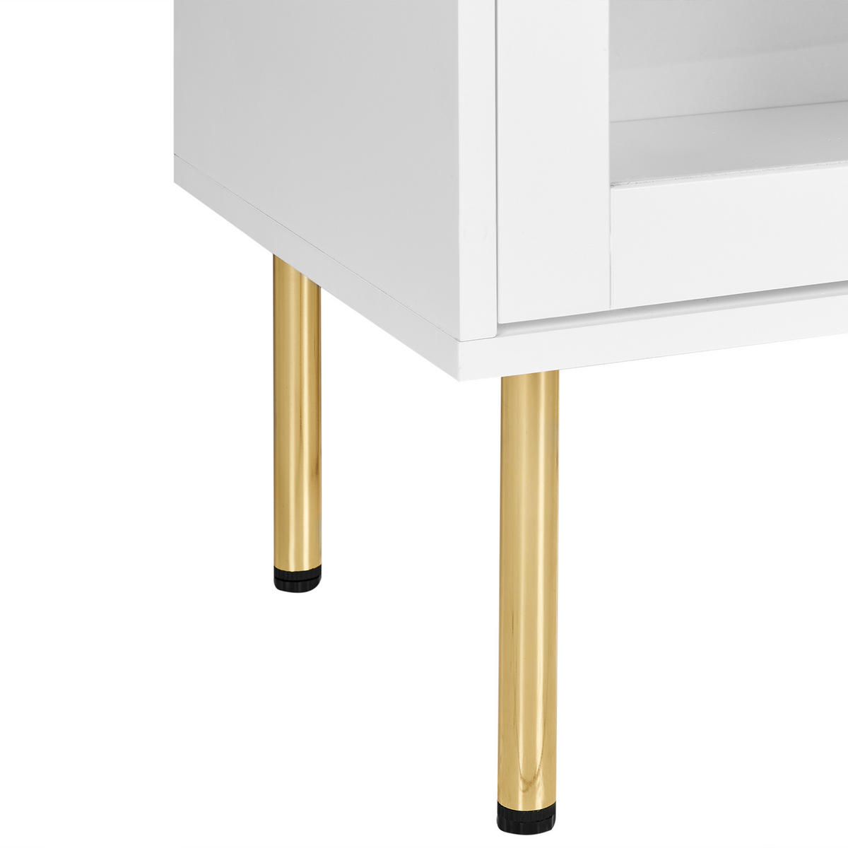 SIDEBOARD mit Glastüren 160 cm Weiß Milora - Weiß, Holzwerkstoff (160/80/40cm) - Beliani