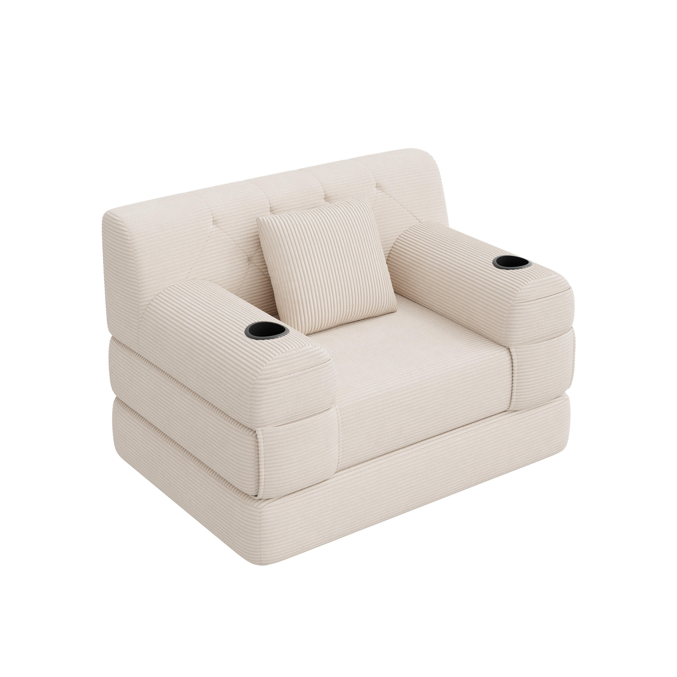 SCHLAFSESSEL Cord komprimiert, DE-42543, Beige - Beige, Metall (107/81/80cm) - ComfortXL