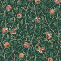 VLIESTAPETE Bird & Pomegranate Deep Green - Grün, Papier/Kunststoff (52/1000cm) - Graham & Brown