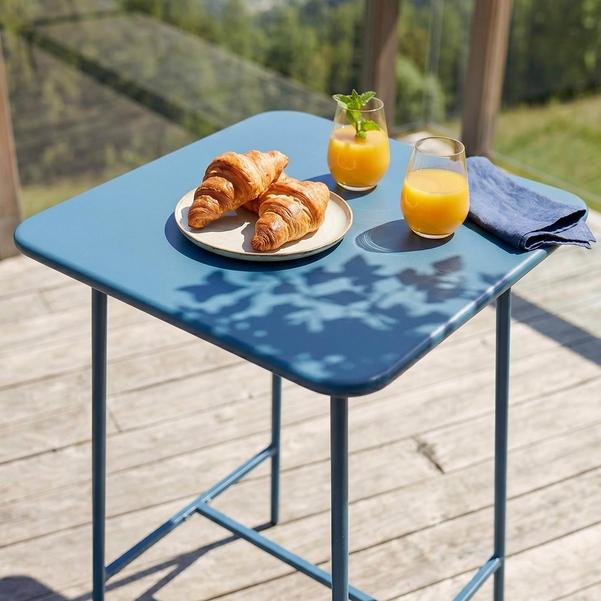 STEHTISCH, Pazifikblau - Blau, Metall (70/70/105cm) - Oviala