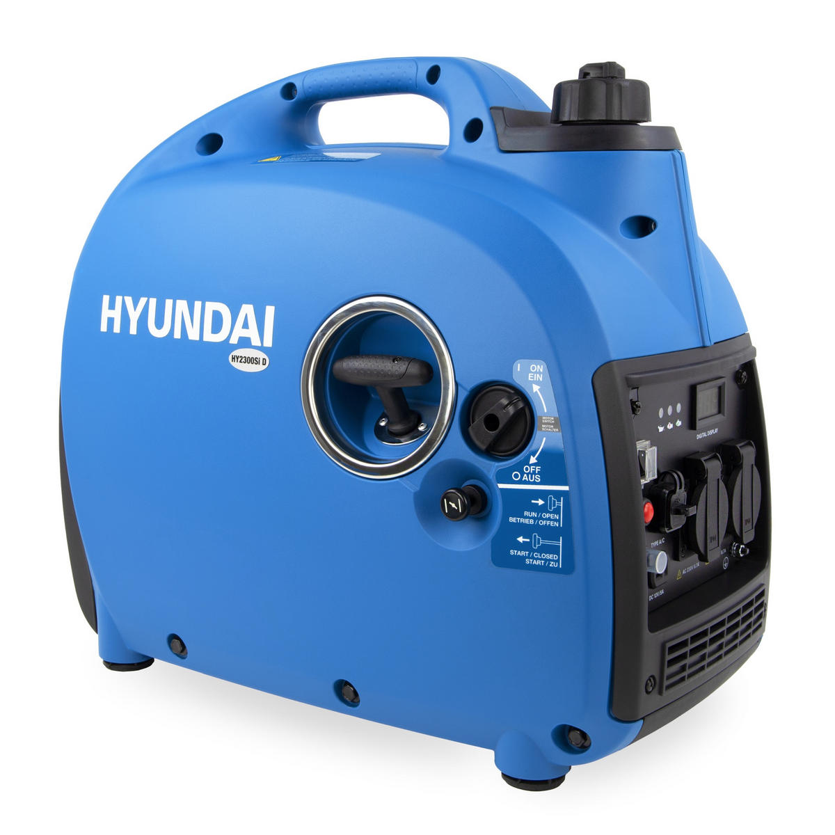 INVERTER-GENERATOR HY2300Si D (2.2 kW, tragbar, 2 x 230V + 1 x 12V, 1 x USB) - Blau, Metall (52/28/45cm) - HYUNDAI