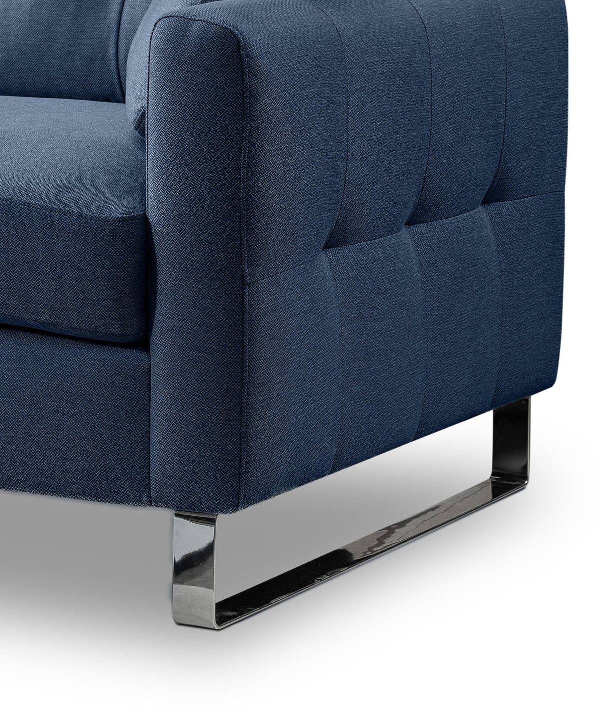 SOFA blau Flachgewebe 2-Sitzer 175 cm, Couch mit Steppoptik - Blau/Chromfarben, Holz/Textil (175/92/94cm) - Inn.Furn