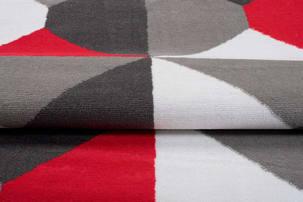 TEPPICH MAYA Rot Vierecke Geometrisch Figuren 130/190 cm - Rot, Textil (130/190cm) - Tapiso