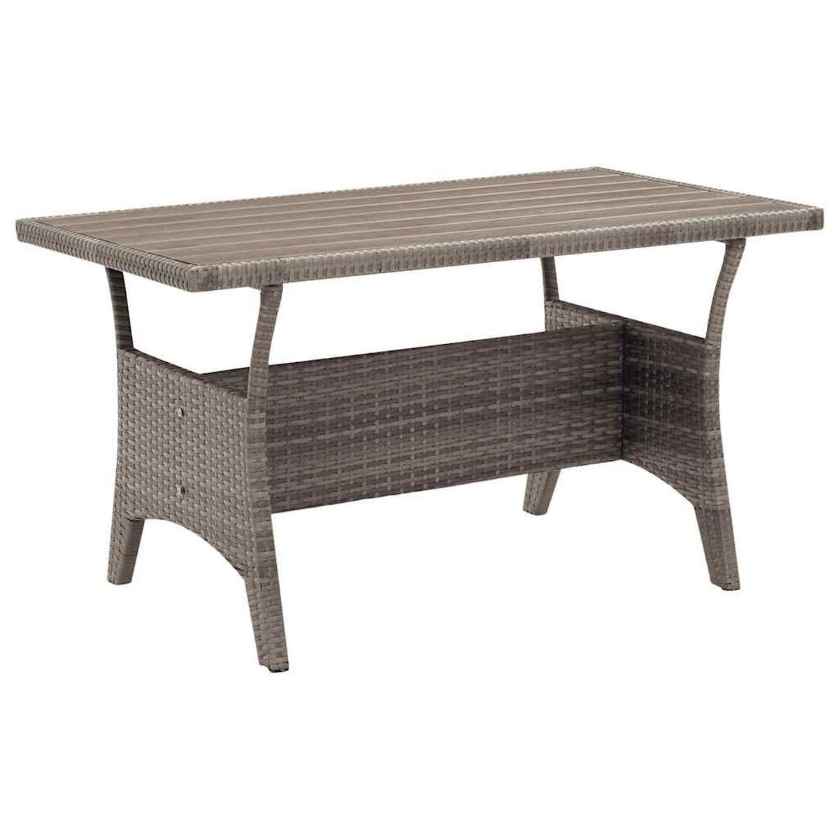 GARTENTISCH Grau 120/70/66 Cm Poly Rattan - Grau, Kunststoff (70/120/66cm) - vidaXL