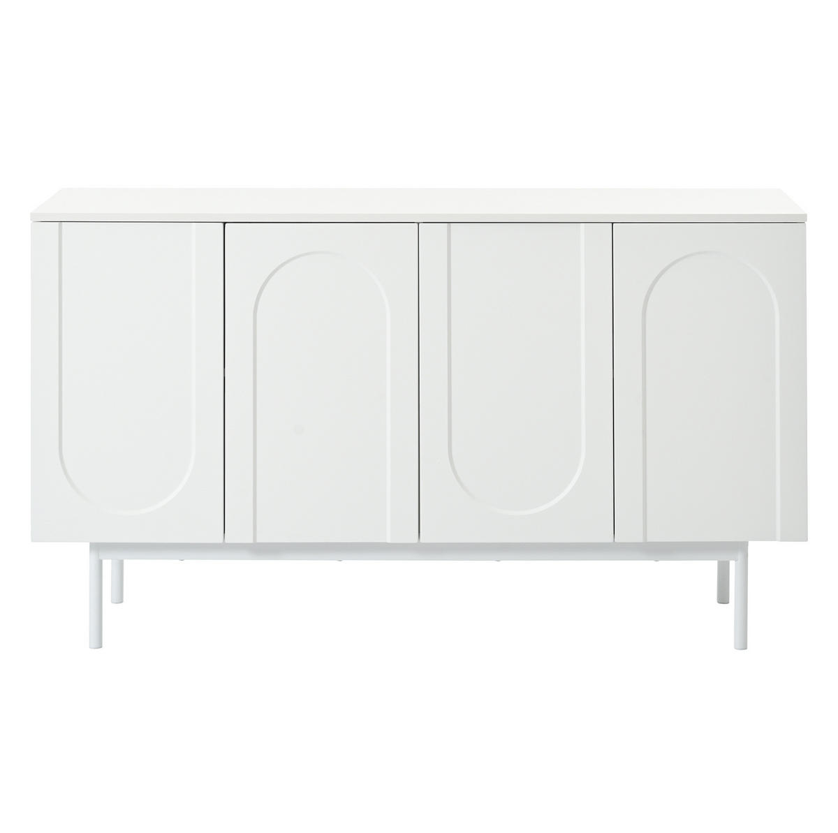 SIDEBOARD mit 4 Türen in Weiß – modernes Design mit verstellbaren Einlegeböden - Weiß, Holzwerkstoff (140/80/42cm) - BEAOK