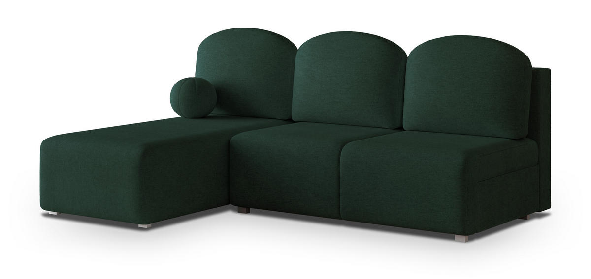 ECKSOFA TRAMA Grün Geflochtener Stoff mit Schlaffunktion - Grün, Holz (200/143cm) - MASSENO