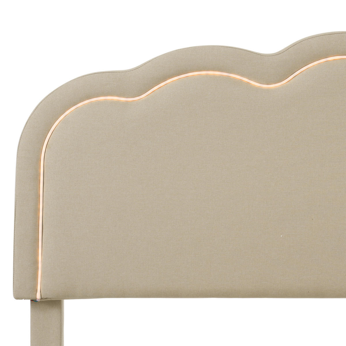 KINDERBETT 90/190 cm DE-00601, in Beige Leinen,LED und verstellbarem Kopfteil - Beige, Holz (90/190cm) - ComfortXL