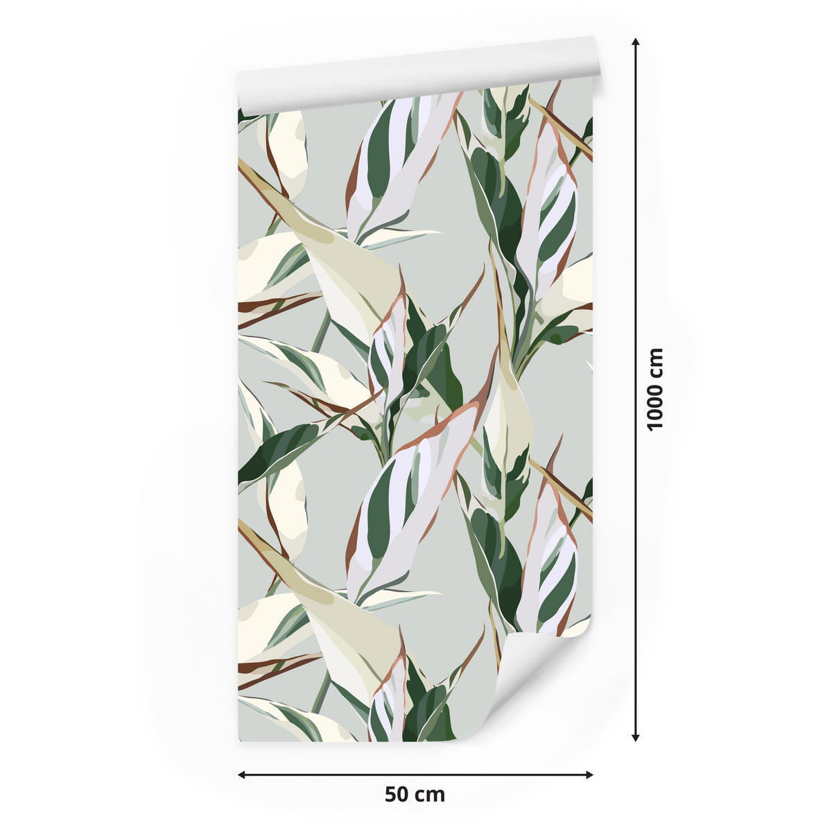 VLIESTAPETE Tropische Blätter und Paradiesblumen – Grün, Rosa, Beige – 50x1000 cm - Beige/Rosa, Papier (50/1000cm) - Muralo