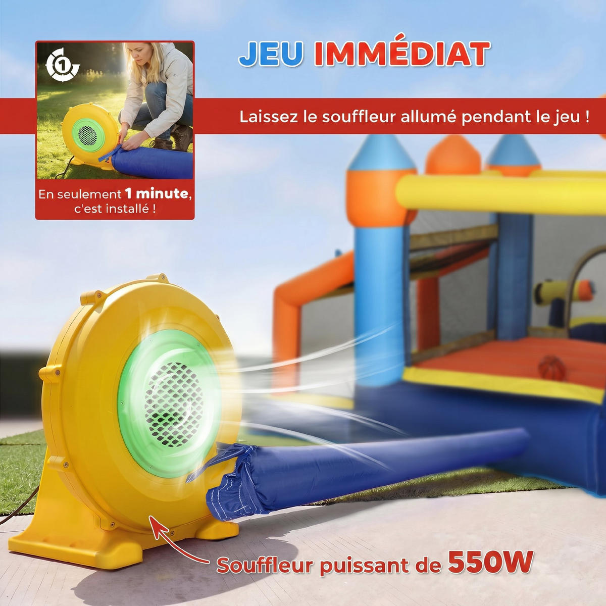 HÜPFBURG DE-18572 8-in-1 mit Wasserspielzeug & Trampolin Bunt - Multicolor, Kunststoff (350/325/210cm) - ComfortXL