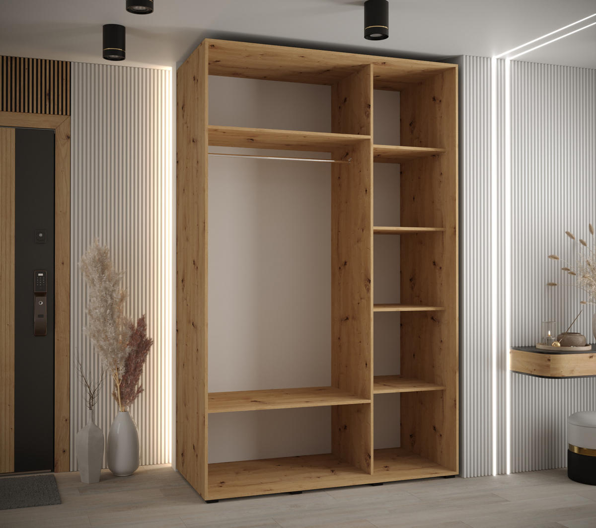 SCHWEBETÜRENSCHRANK 235,2/150/60 3-türig - Silberfarben/Weiß, Holz/Metall (150/235/60cm) - Abiks Möbel
