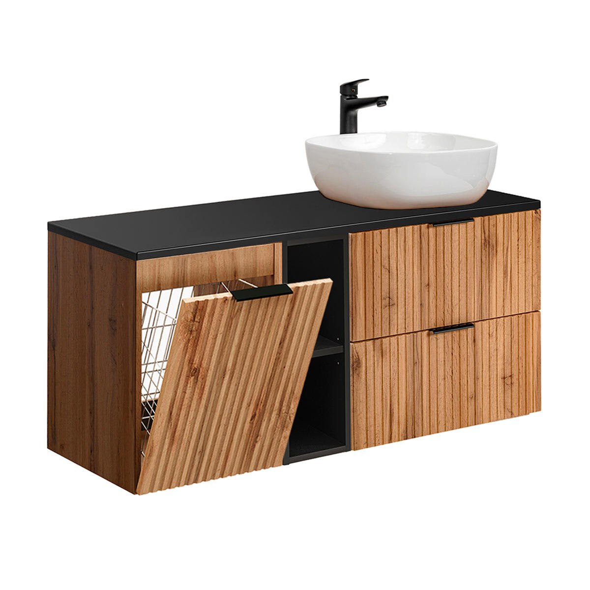 WASCHTISCH 120.8cm Adriel Holz und Schwarz - Schwarz, Holzwerkstoff (120.8/59/46cm) - Petits-meubles