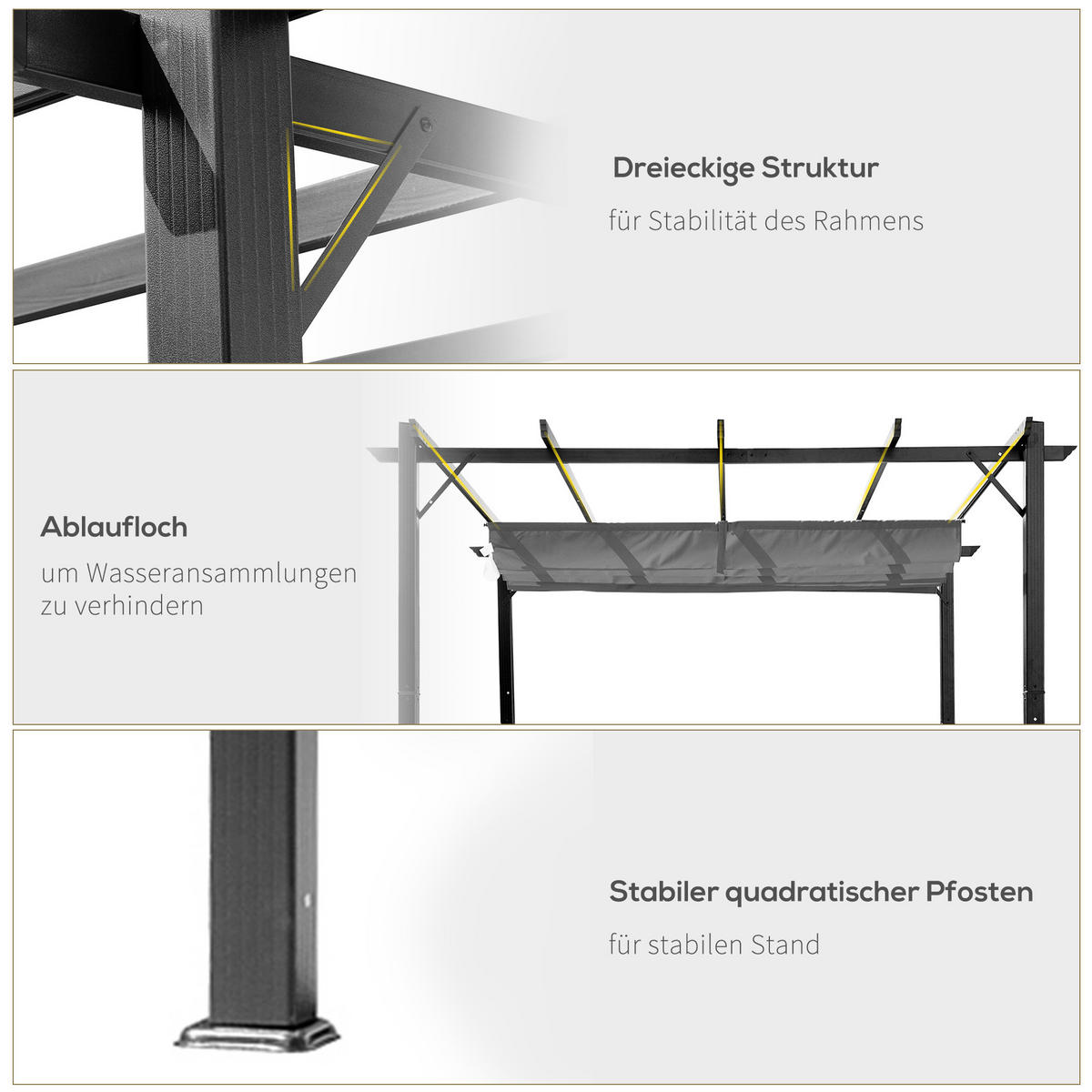 PAVILLON Alu Kohlegrau+Dunkelgrau - Dunkelgrau, Kunststoff/Metall (300/223/300cm) - Outsunny